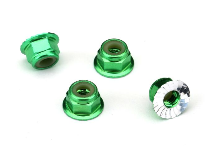 Traxxas Nuts, aluminum, flanged, serrated (4mm)