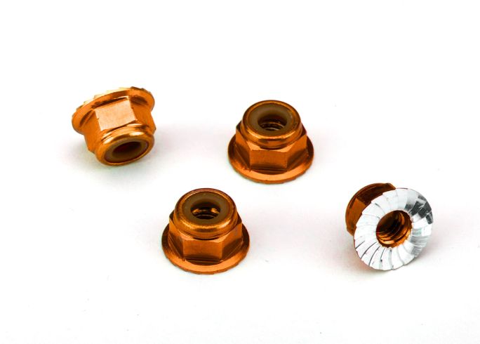 Traxxas Nuts, aluminum, flanged, serrated (4mm)