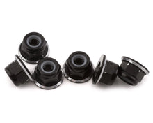 Load image into Gallery viewer, 1UP Racing 4mm Aluminum Flanged Locknuts (Black/Silver) (6)