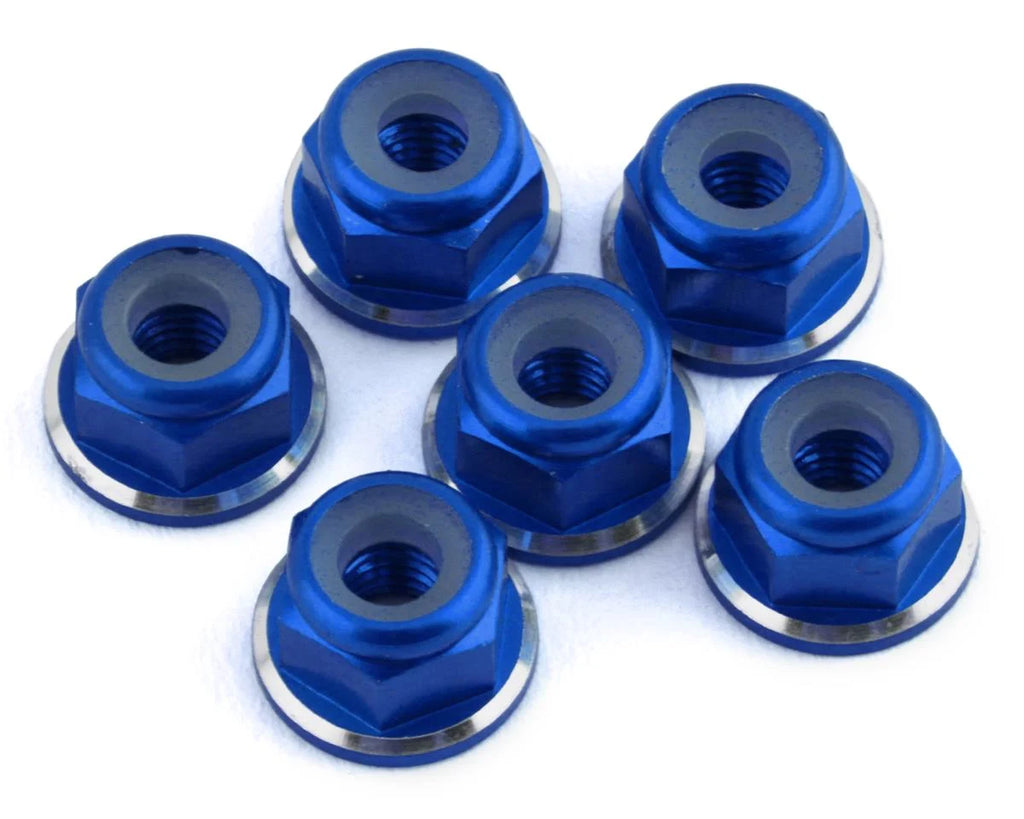 1UP Racing 3mm Aluminum Flanged Locknuts w/Chamfered Finish (Dark Blue) (6)