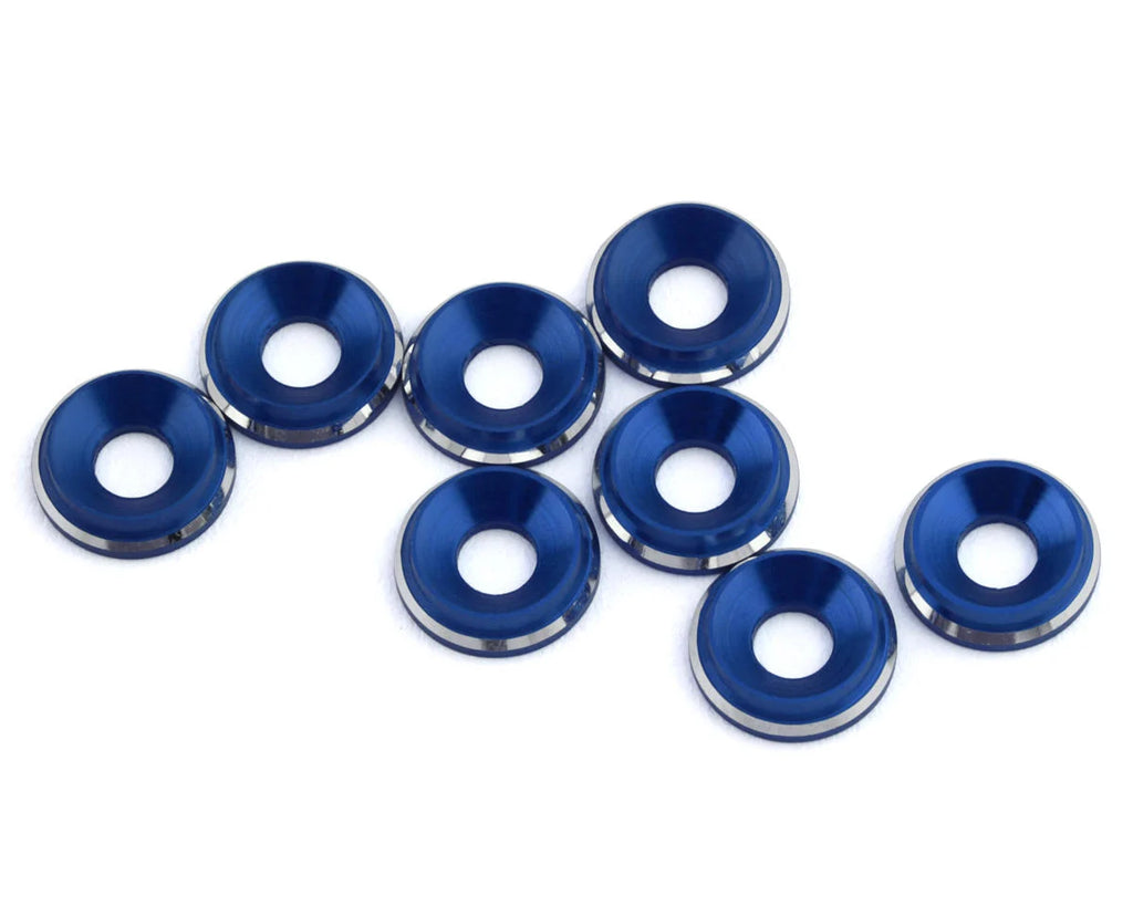 1UP Racing 3mm LowPro Countersunk Washers (Dark Blue Shine) (8)