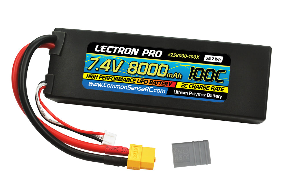 Lectron Pro 7.4V 8000mAh 100C Lipo Battery with XT60 Connector