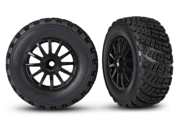 Tires & wheels, assembled, glued (black wheels, gravel pattern tires, foam inserts) (2) (TSM® rated)