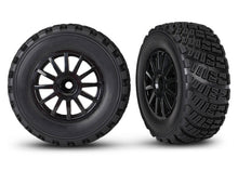 Load image into Gallery viewer, Tires &amp; wheels, assembled, glued (black wheels, gravel pattern tires, foam inserts) (2) (TSM® rated)