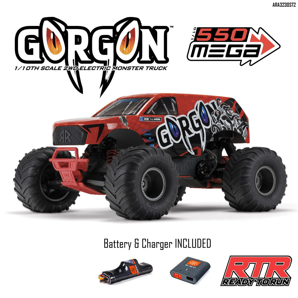 Arrma 1/10 GORGON 4X2 MEGA 550 Brushed Monster Truck RTR with Battery & Charger