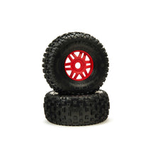 Load image into Gallery viewer, 1/7 dBoots Fortress Front/Rear 2.4/3.3 Pre-Mounted Tires, 17mm Hex, Red (2)