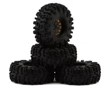 Load image into Gallery viewer, Injora 1.3" Deep Dish Brass Micro Crawler Beadlock Wheels w/Swamp Claw Tires (S5) (Black) (4) (68g ea) (70mm OD)