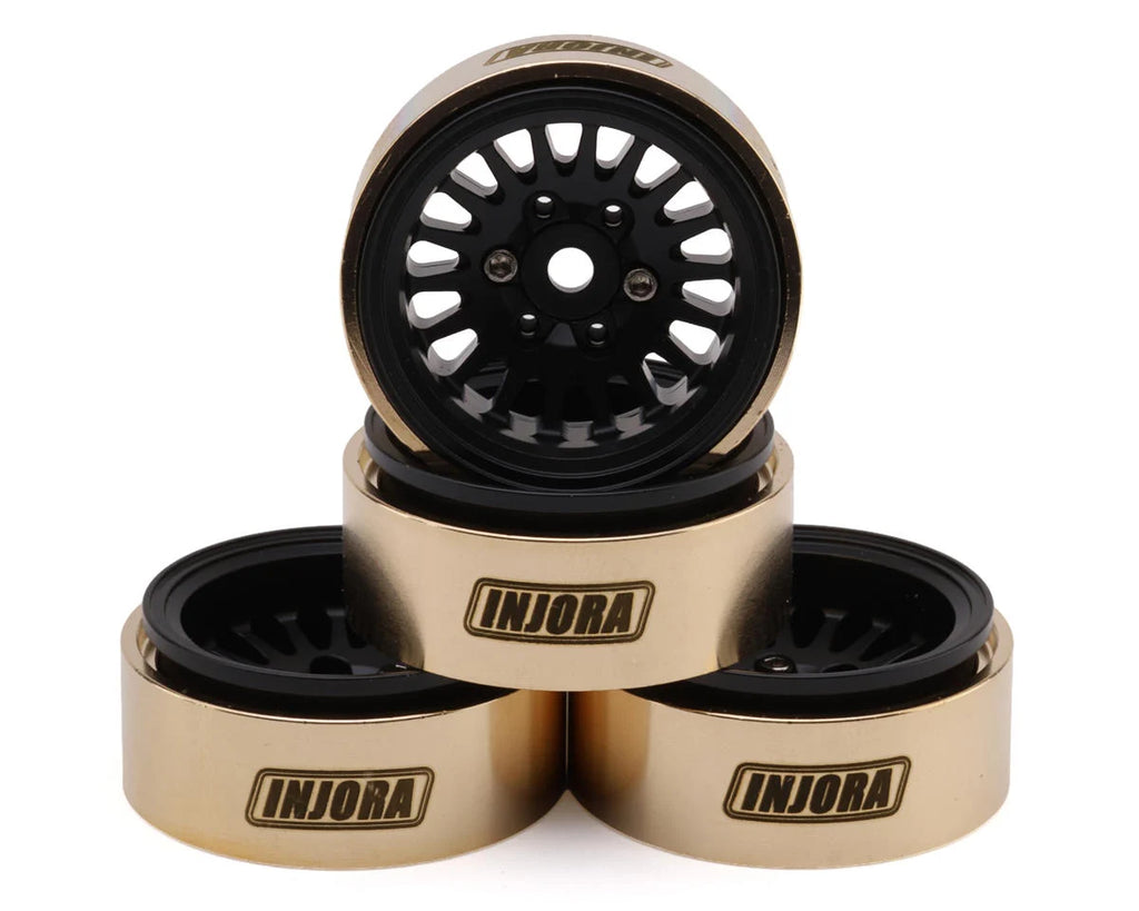 Injora 1.0" Brass Multi-Spoke Micro Crawler Beadlock Wheels (Black) (41g ea)