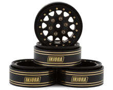 Load image into Gallery viewer, Injora 1.3" D-Slot Brass Micro Rock Crawler Beadlock Wheels (68g ea) (Black)