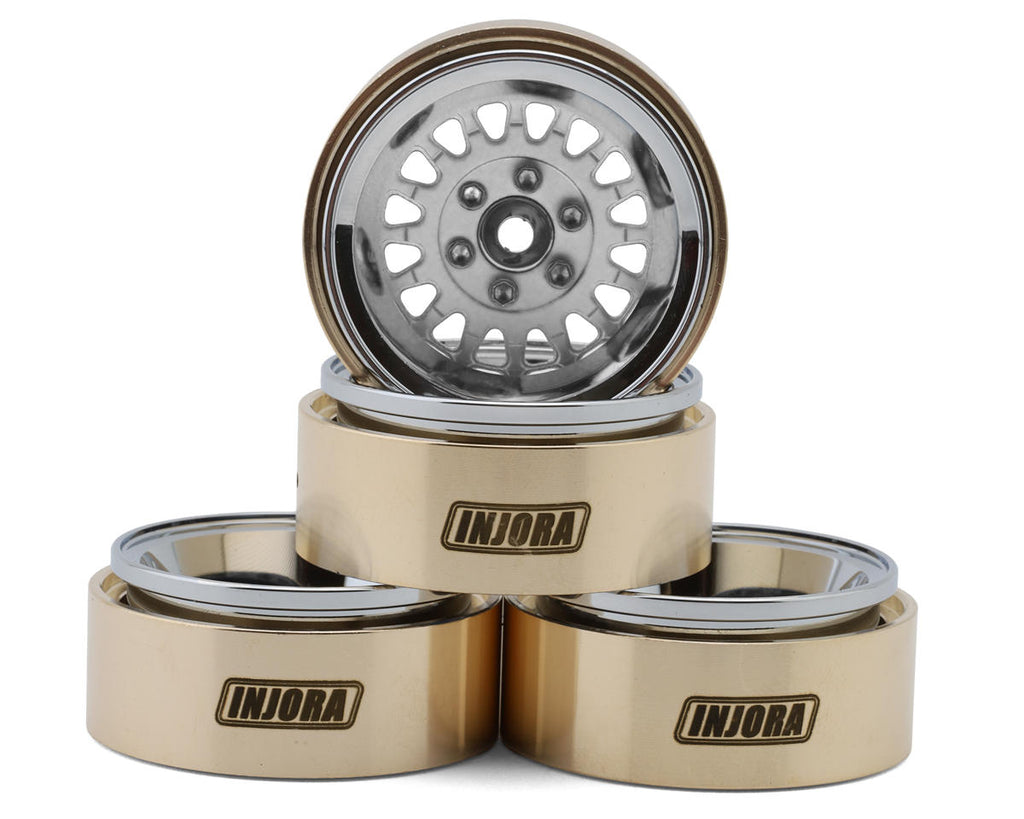 Injora 1.3" ModuWheel Brass & Aluminum Micro Crawler Beadlock Wheels (Silver)