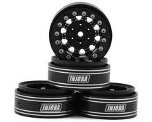 Load image into Gallery viewer, Injora 1.3" D-Slot Aluminum Micro Crawler Beadlock Wheels (27g ea) (Black/Black)