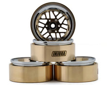 Load image into Gallery viewer, Injora 1.3" ModuWheel Brass &amp; Aluminum Micro Rock Crawler Beadlock Wheels (43g ea) (Gold/Chrome) (4)
