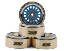 Load image into Gallery viewer, Injora 1.3" ModuWheel Brass &amp; Aluminum Micro Crawler Beadlock Wheels (Blue) (4) (40.5g ea) (-4.05mm Offset)