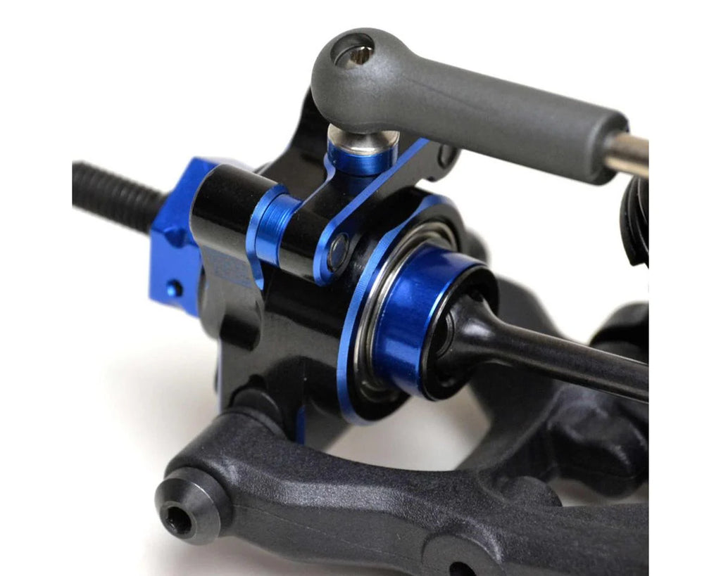 Exotek B74/B6.2 HD Aluminum Rear Hub Link Mounts (Black/Blue) (2)