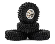 Load image into Gallery viewer, Injora 1.0" Deep Dish Aluminum Micro Crawler Beadlock Wheels w/Swamp Claw Tires (S5) (Gold/Chrome) (4) (37g ea) (62mm OD)