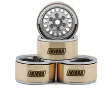 Load image into Gallery viewer, Injora 1.0" ModuWheel Brass &amp; Aluminum Micro Crawler Beadlock Wheels (Silver) (4) (21g ea) (-4.4mm Offset)