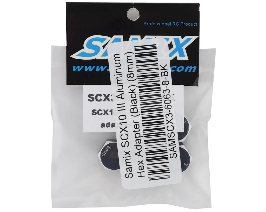 Samix SCX10 III/Capra Aluminum Hex Adapter (Black) (4) (8mm)