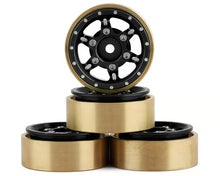 Load image into Gallery viewer, SCX24 Aluminum &amp; Brass Adjustable Offset 1.0" Beadlock Wheels (Black) (4) (23.75g)
