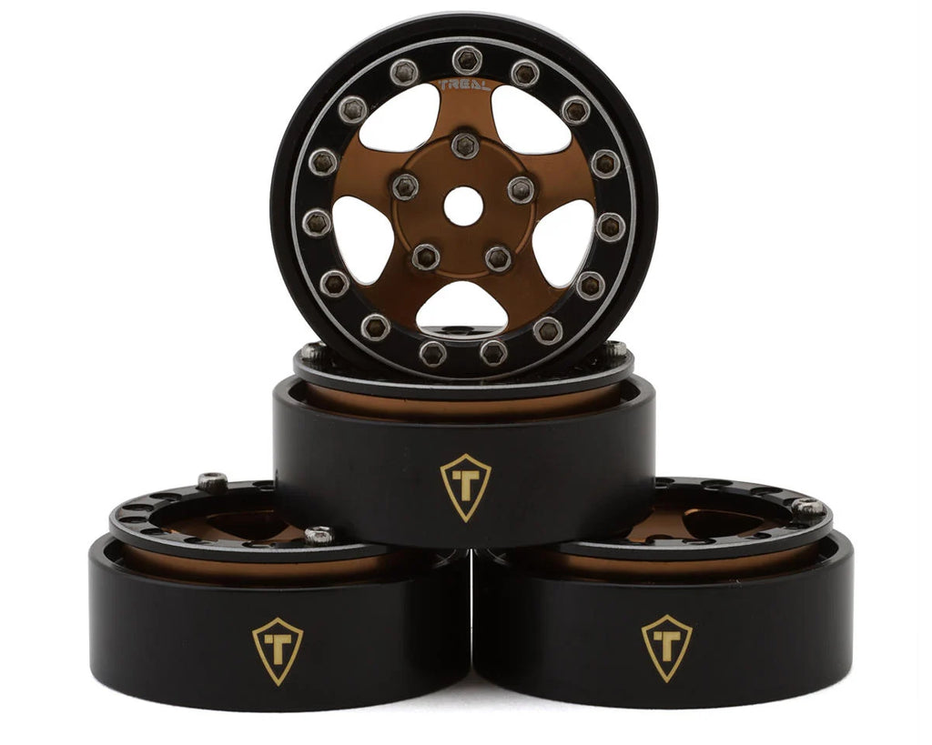 Treal Hobby Classic 5-Star 1.0" Beadlock Wheels (Black/Bronze) (4) (22.4g)