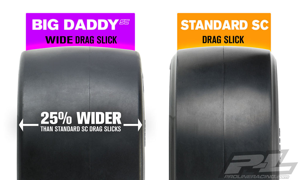 Pro-Line Big Daddy Wide Drag Slick 2.2/3.0 SCT Rear Tires (2) (Clay)