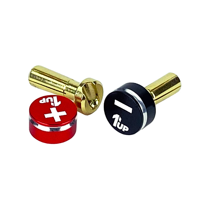 1up Racing LowPro Bullet Plugs w/ Grips – 5mm Red/Black