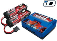 Load image into Gallery viewer, Battery/charger completer pack (includes #2972 Dual iD® charger (1), #2872X 5000mAh 11.1V 3-cell 25C LiPo battery (2))