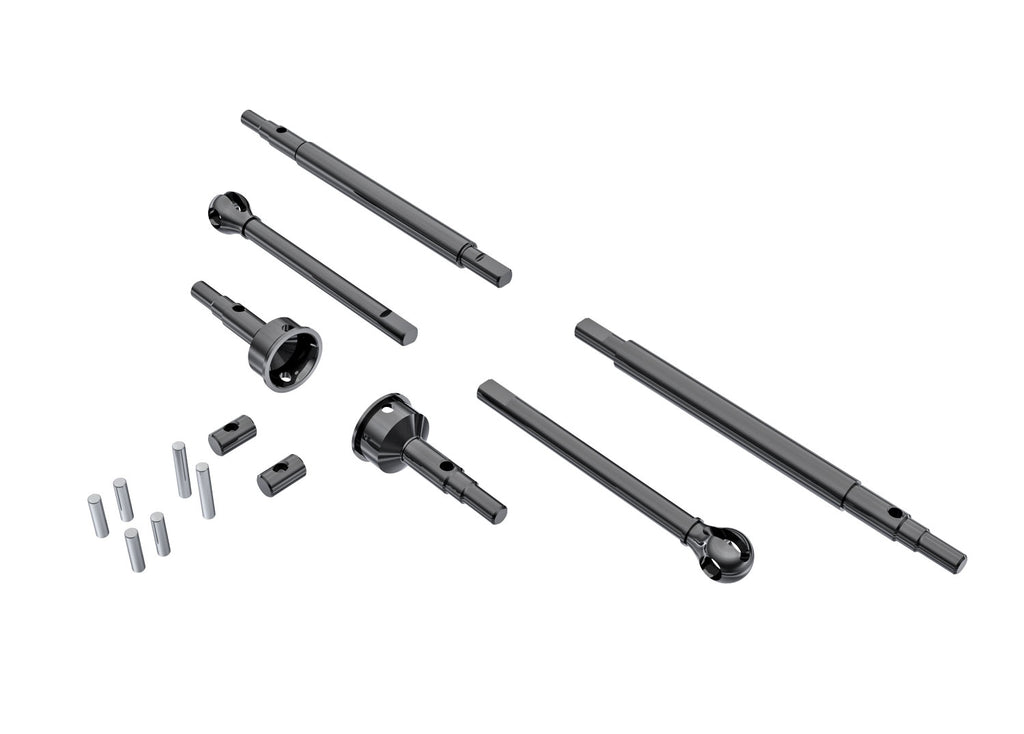 Traxxas trx4m Axle shafts, front (2), rear (2)/ stub axles, front (2) (hardened steel)/ 1.5x7.8mm pins (2)/ 1.5x6mm pins (4)/ cross pins (2)