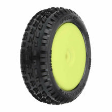 Load image into Gallery viewer, 1/18 Wedge Front Carpet Mini-B Tires Mounted 8mm Yellow Wheels (2)