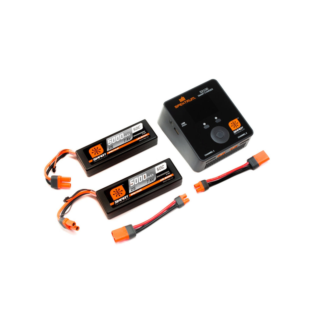 Spektrum RC Smart PowerStage 4S Bundle w/Two 2S Smart LiPo Hard Case Batteries (5000mAh)