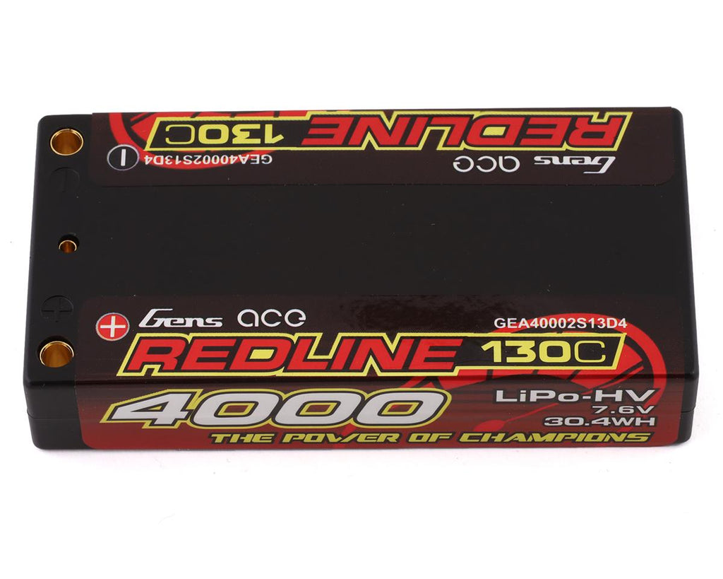Gens Ace Redline 2s LiHv LiPo Battery Pack 130C (7.6V/4000mAh) w/4mm Bullets