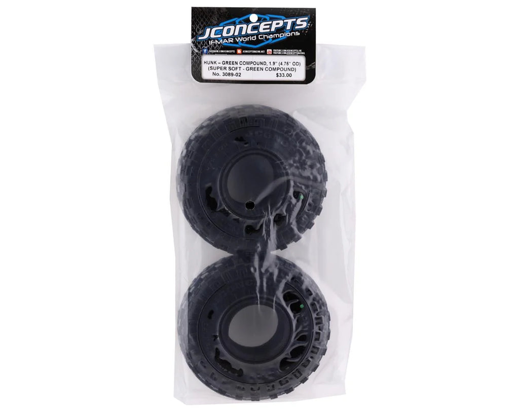 JConcepts Hunk 1.9" Performance Class 2 All Terrain Crawler Tires (2) (Green)