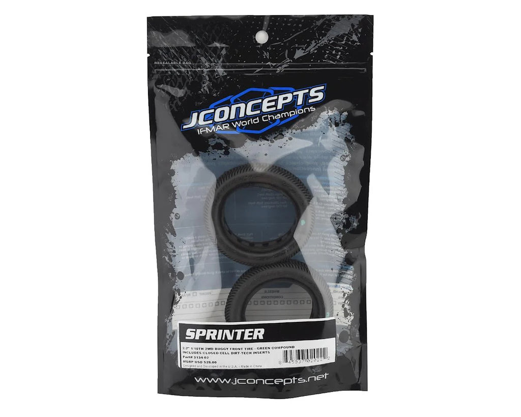 JConcepts Sprinter 2.2" 2WD Front Buggy Dirt Oval Tires (2) (Green)