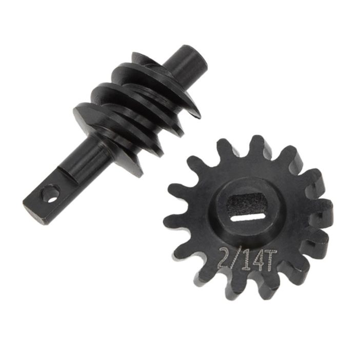 Steel Overdrive Gears Diff Worm Set 2T/14T, Overdrive 23%, for Axial SCX24