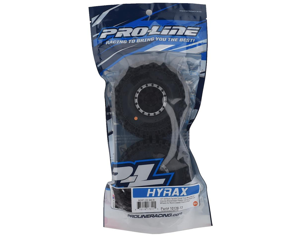 Pro-Line Hyrax 1.9" Tires w/Impulse Wheels (Black/Silver) (2) (G8) w/12mm Hex
