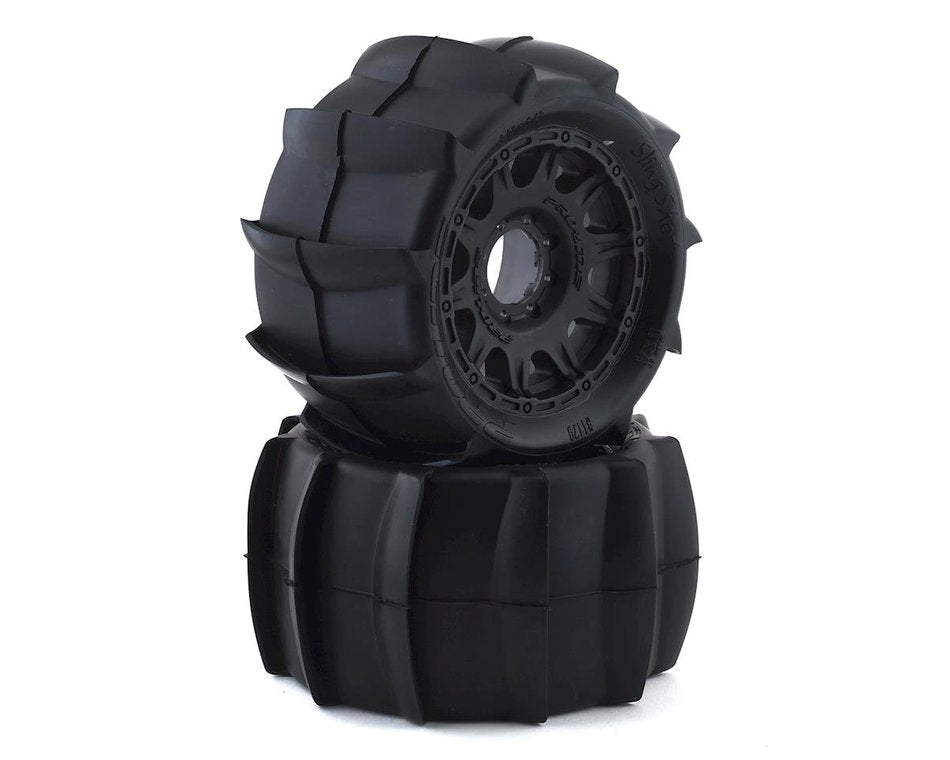 Pro-Line Sling Shot MX38 3.8" Tire w/Raid 8x32 Wheels (2) (Black) (Z3) w/Removable Hex