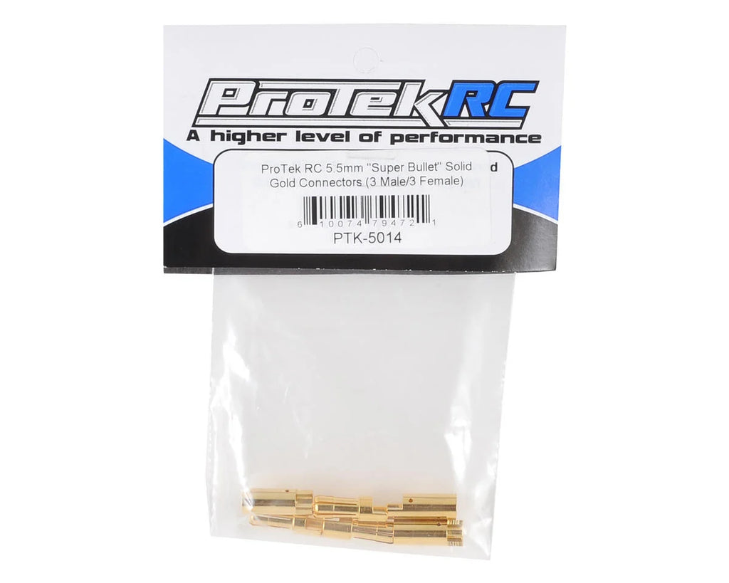 ProTek RC 5.5mm "Super Bullet" Solid Gold Connectors (3 Male/3 Female)