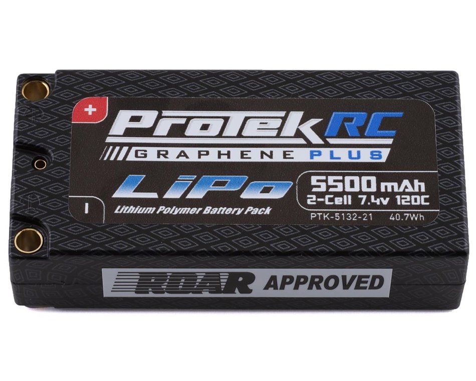 ProTek RC "Drag Race" 2S 120C Si-Graphene + Shorty LiPo Battery (7.4V/5500mAh) w/5mm Connectors