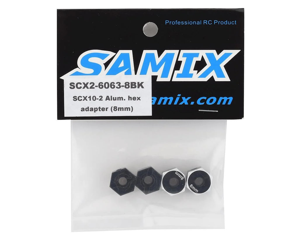 Samix SCX10 II Aluminum 12mm Hex Adapter (Black) (4) (8mm)