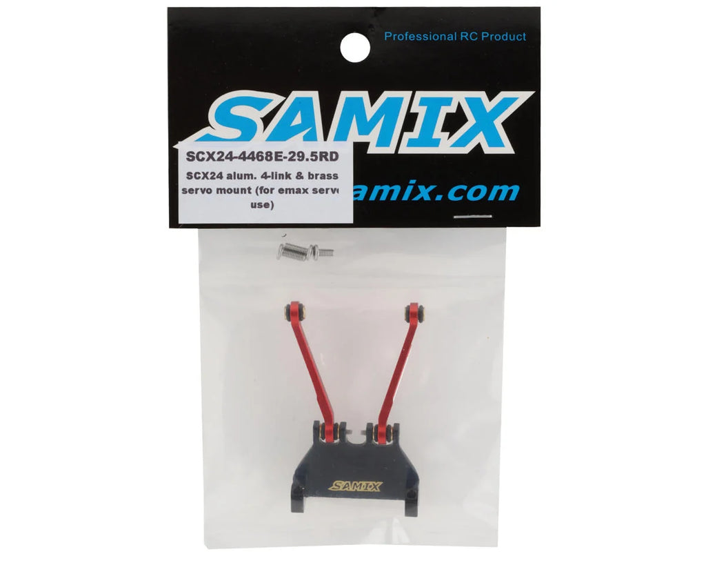 Samix SCX24 Brass Servo Mount & Aluminum 4-Link w/29.5mm Links (Red) (EcoPower/Emax) (7g)