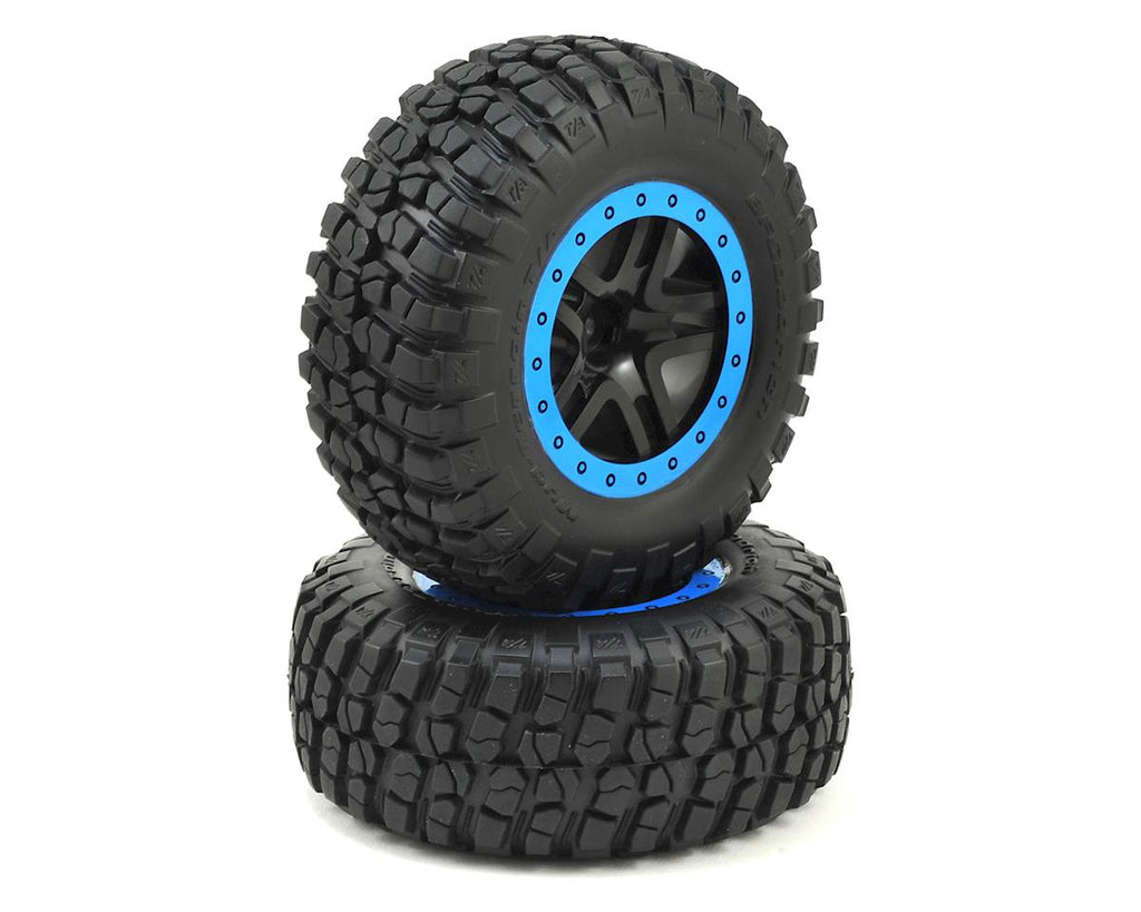 Traxxas BFGoodrich KM2 Tire (2) (Black/Blue) (Standard) w/Split-Spoke Front Wheel
