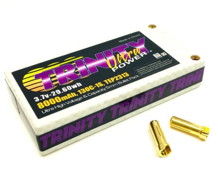 1S 3.7v 8000mah 130C Ultra Power Lipo Pack Battery, w/ 5MM Bullets