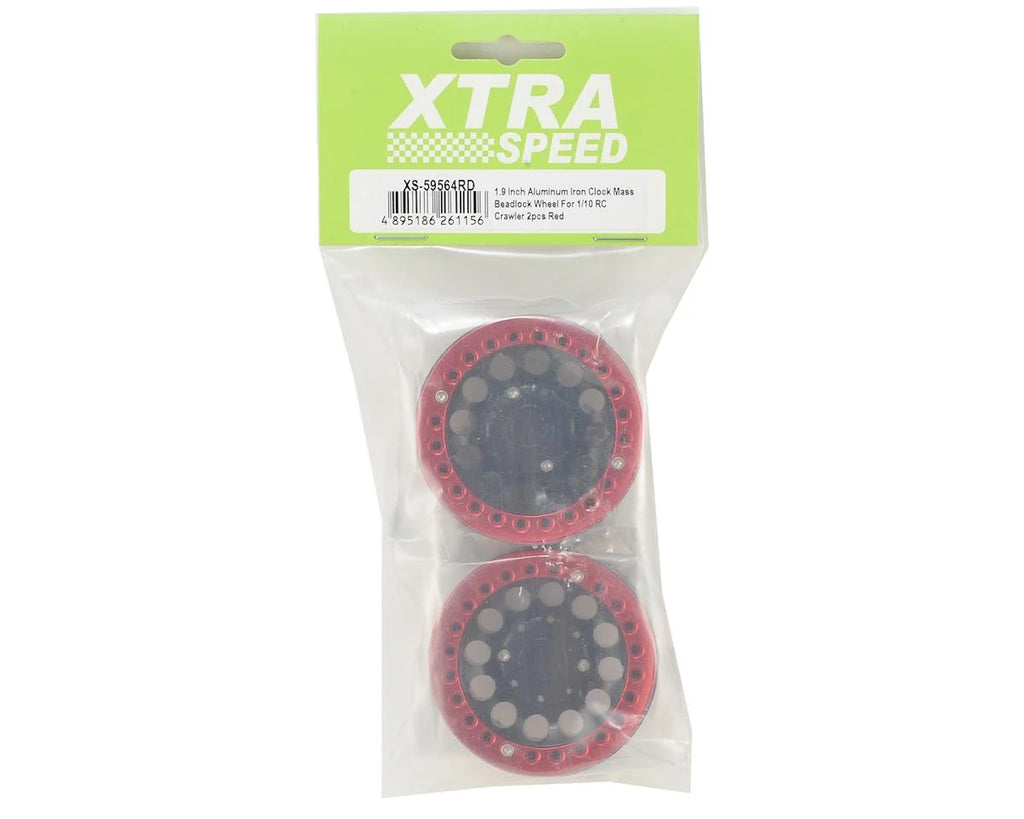 Xtra Speed 1.9" Aluminum Iron Clock Mass Beadlock Wheel (Red) (2)