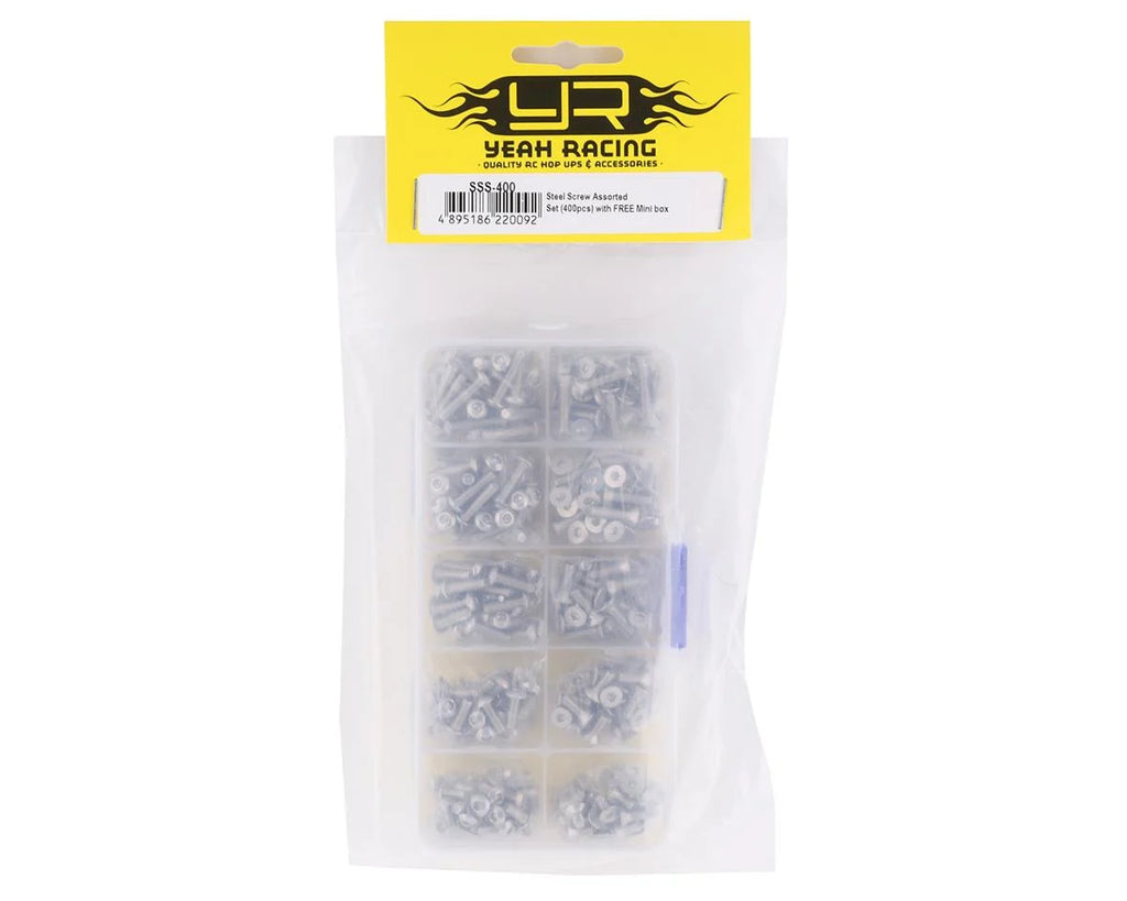 Yeah Racing 3mm Stainless Steel Screw Set w/Case (400) (Flat Head/Button Head)